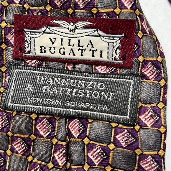 Villa Bugatti Italian Silk Tie EUC in gray and purple - Picture 5 of 7
